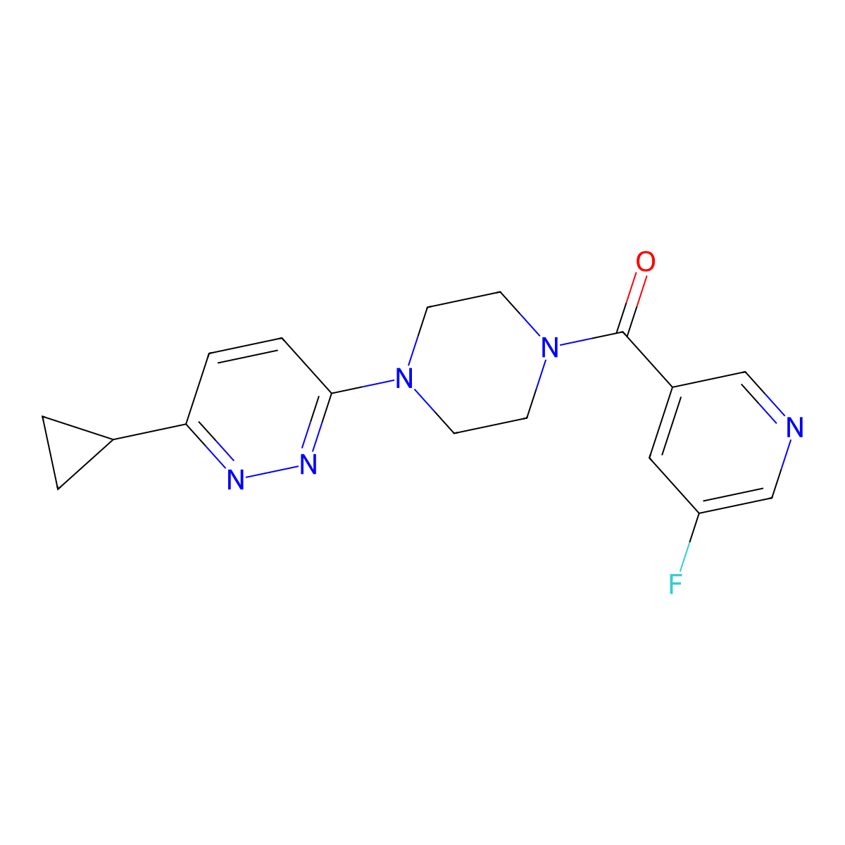 (4-(6-Cyclopropylpyridazin-3-yl)piperazin-1-yl)(5-fluoropyridin-3-yl)methanone molecular structure, CAS 2034493-83-7