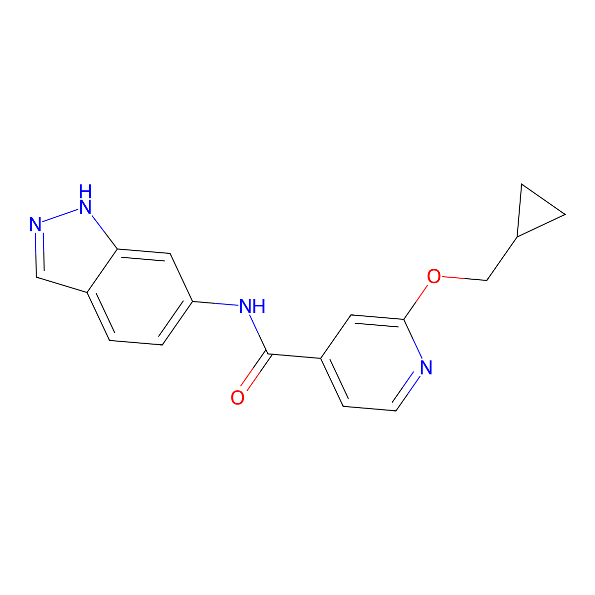 2-(cyclopropylmethoxy)-N-(1H-indazol-6-yl)isonicotinamide molecular structure, CAS 2034493-84-8