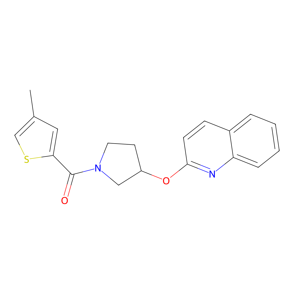 (4-Methylthiophen-2-yl)(3-(quinolin-2-yloxy)pyrrolidin-1-yl)methanone molecular structure, CAS 2034493-86-0