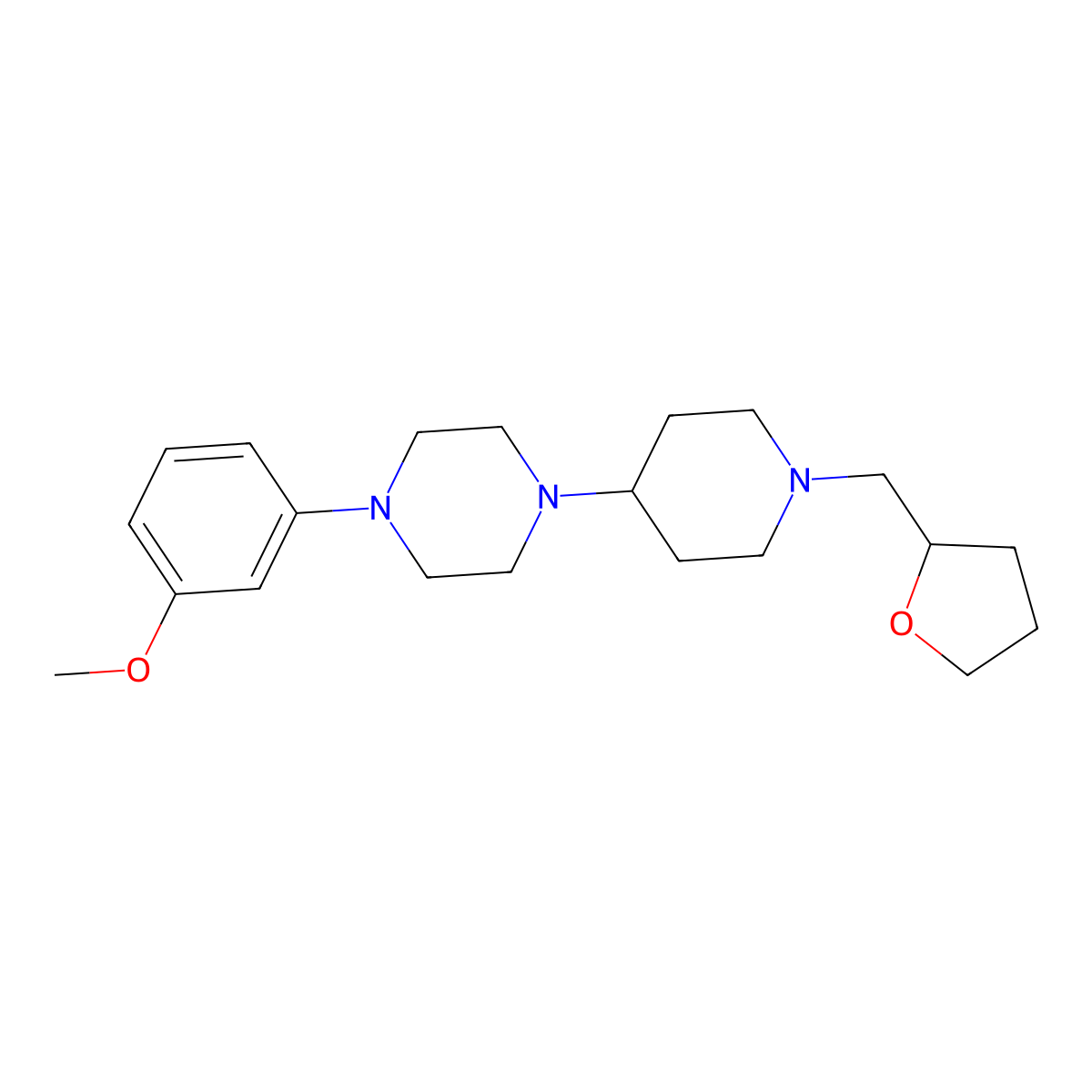 1-(3-Methoxyphenyl)-4-(1-((tetrahydrofuran-2-yl)methyl)piperidin-4-yl)piperazine molecular structure, CAS 2034493-89-3