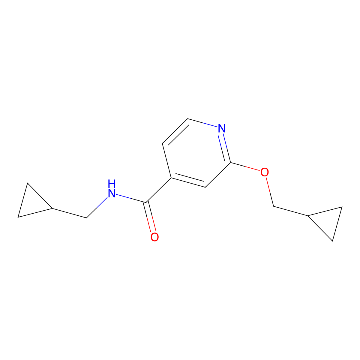 2-(cyclopropylmethoxy)-N-(cyclopropylmethyl)isonicotinamide molecular structure, CAS 2034493-92-8