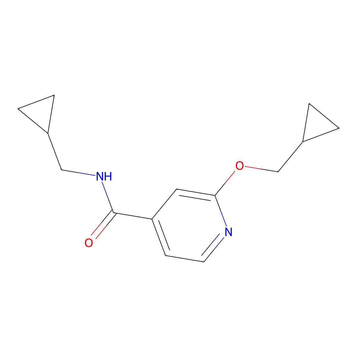 2-(cyclopropylmethoxy)-N-(cyclopropylmethyl)isonicotinamide molecular structure, CAS 2034493-92-8