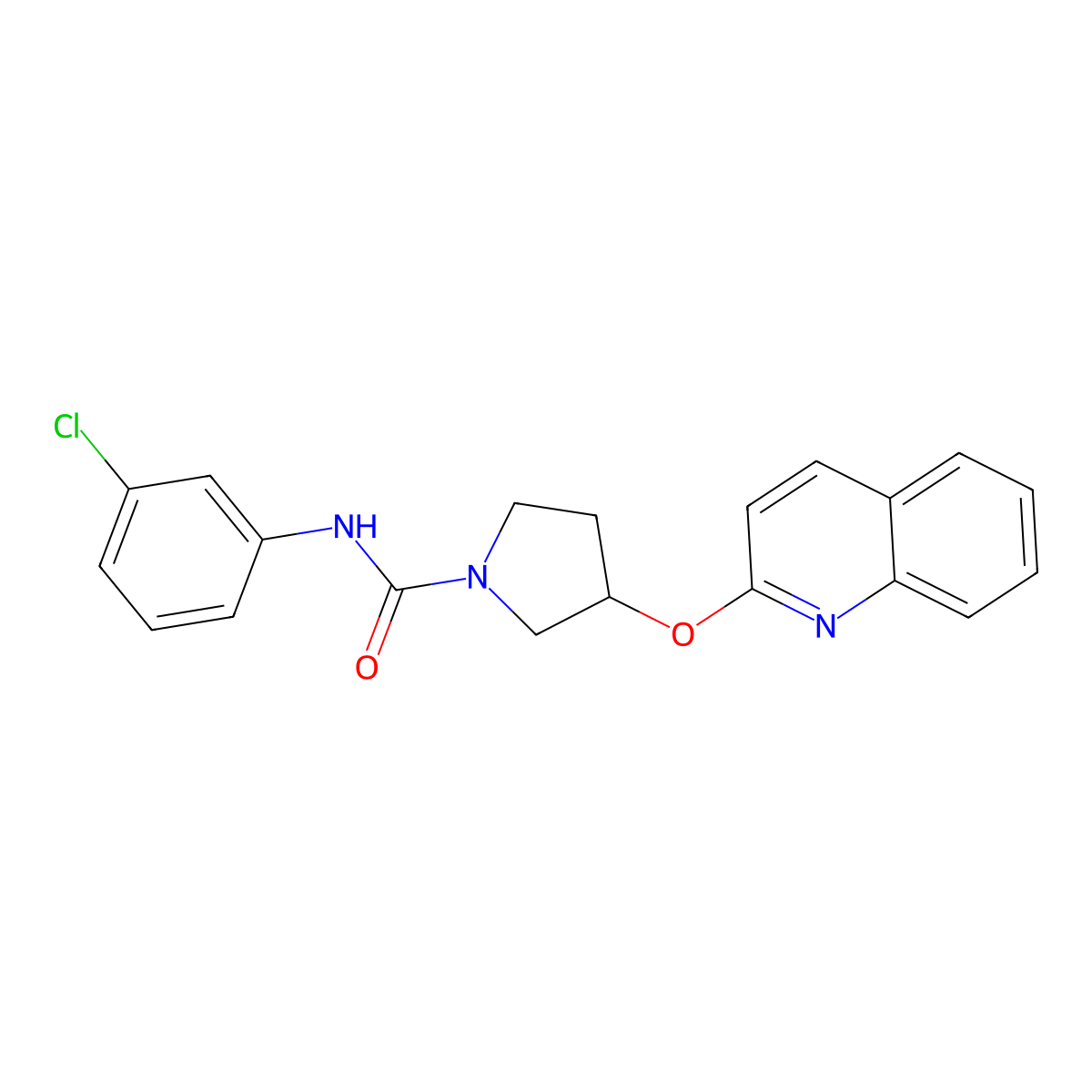 N-(3-chlorophenyl)-3-(quinolin-2-yloxy)pyrrolidine-1-carboxamide molecular structure, CAS 2034493-99-5