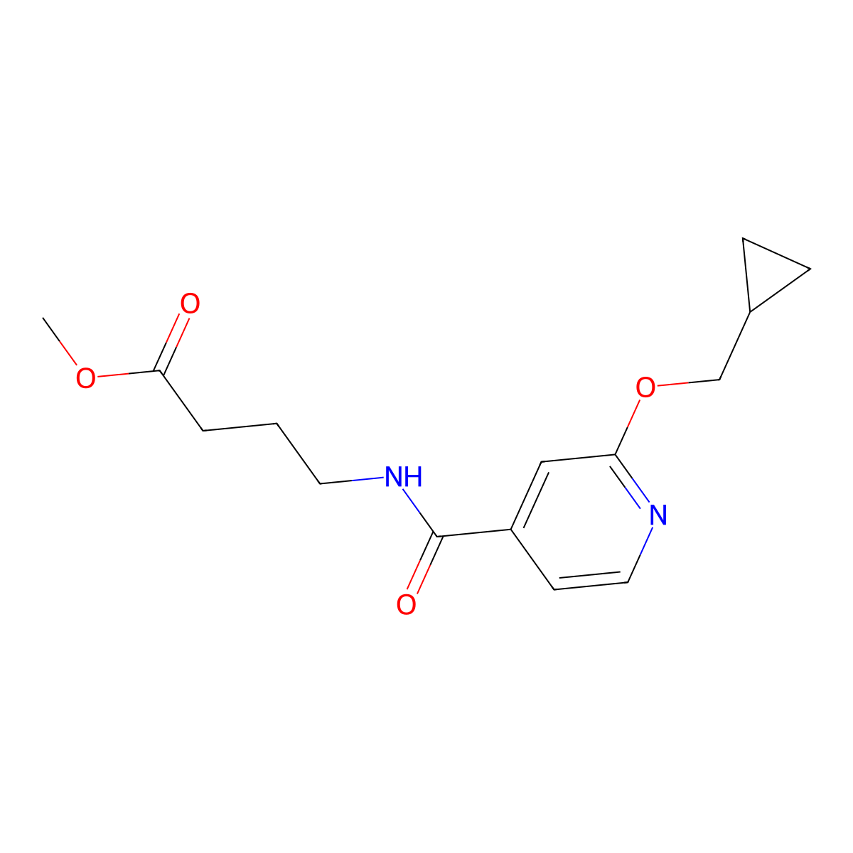 Methyl 4-(2-(cyclopropylmethoxy)isonicotinamido)butanoate molecular structure, CAS 2034494-00-1