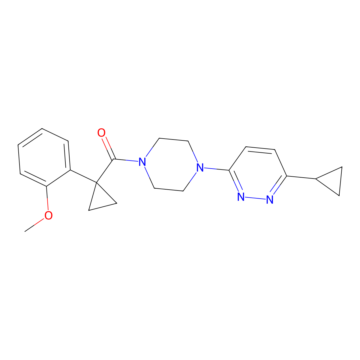 (4-(6-Cyclopropylpyridazin-3-yl)piperazin-1-yl)(1-(2-methoxyphenyl)cyclopropyl)methanone molecular structure, CAS 2034494-04-5