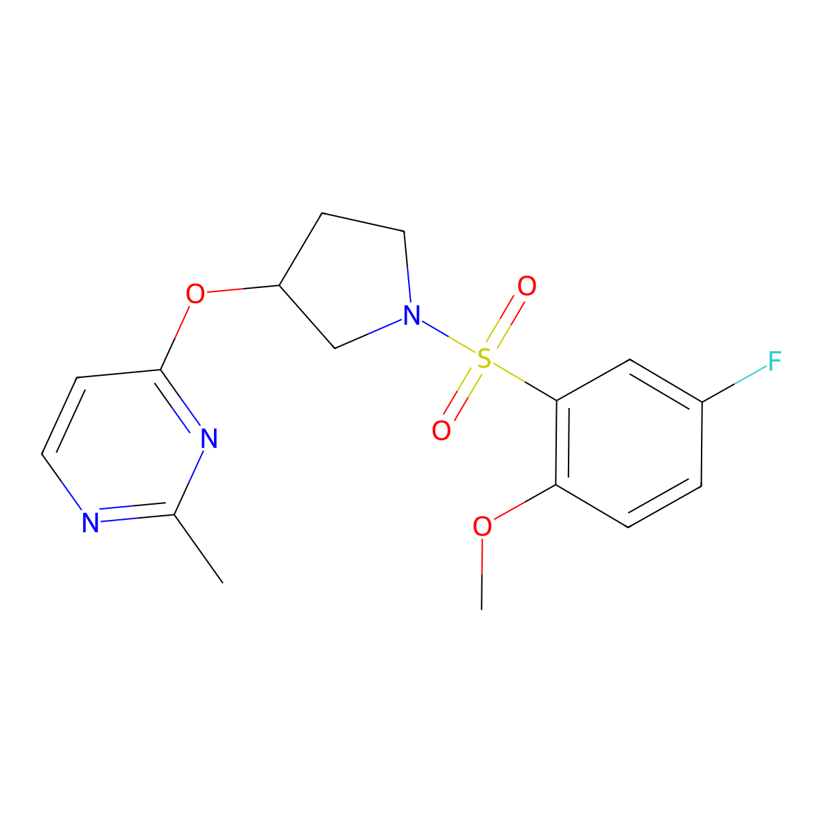 4-{[1-(5-Fluoro-2-methoxybenzenesulfonyl)pyrrolidin-3-yl]oxy}-2-methylpyrimidine molecular structure, CAS 2034494-05-6