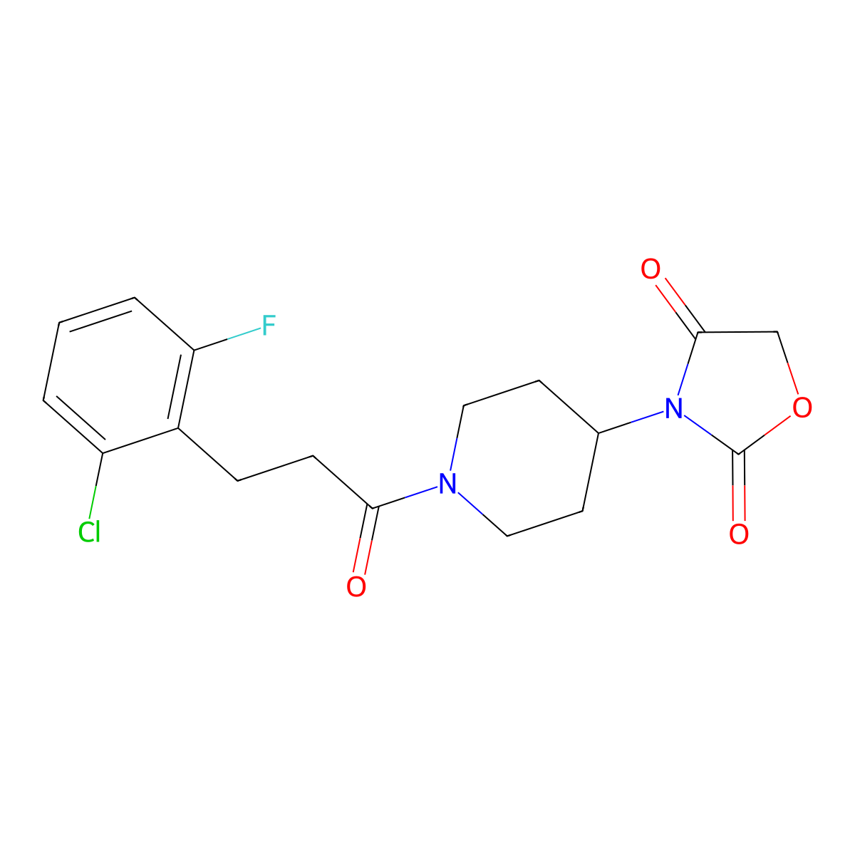 3-(1-(3-(2-Chloro-6-fluorophenyl)propanoyl)piperidin-4-yl)oxazolidine-2,4-dione molecular structure, CAS 2034494-16-9