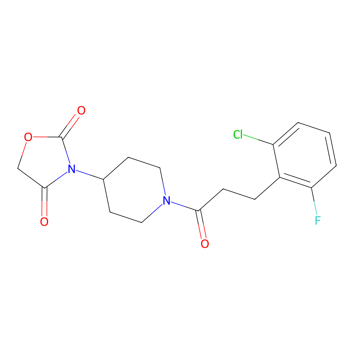 3-(1-(3-(2-Chloro-6-fluorophenyl)propanoyl)piperidin-4-yl)oxazolidine-2,4-dione molecular structure, CAS 2034494-16-9