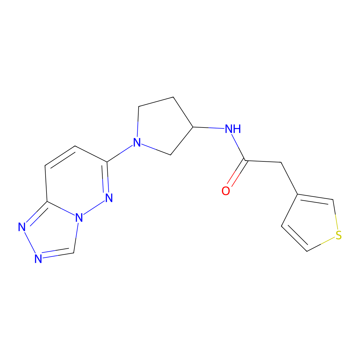 N-(1-([1,2,4]triazolo[4,3-b]pyridazin-6-yl)pyrrolidin-3-yl)-2-(thiophen-3-yl)acetamide molecular structure, CAS 2034494-20-5