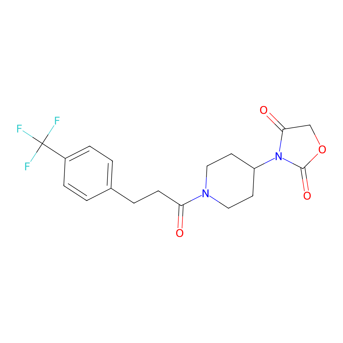 3-(1-(3-(4-(Trifluoromethyl)phenyl)propanoyl)piperidin-4-yl)oxazolidine-2,4-dione molecular structure, CAS 2034494-23-8