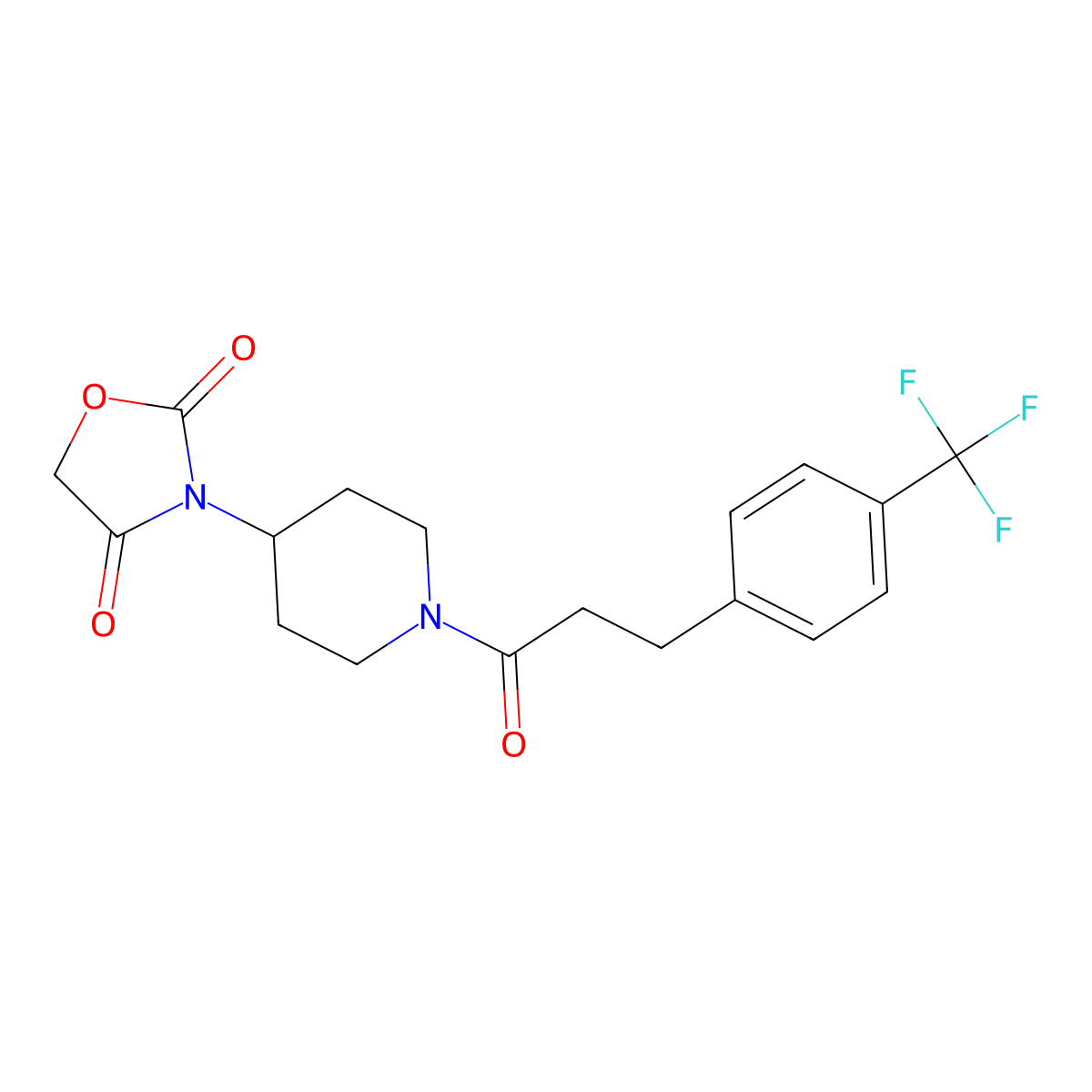 3-(1-(3-(4-(Trifluoromethyl)phenyl)propanoyl)piperidin-4-yl)oxazolidine-2,4-dione molecular structure, CAS 2034494-23-8