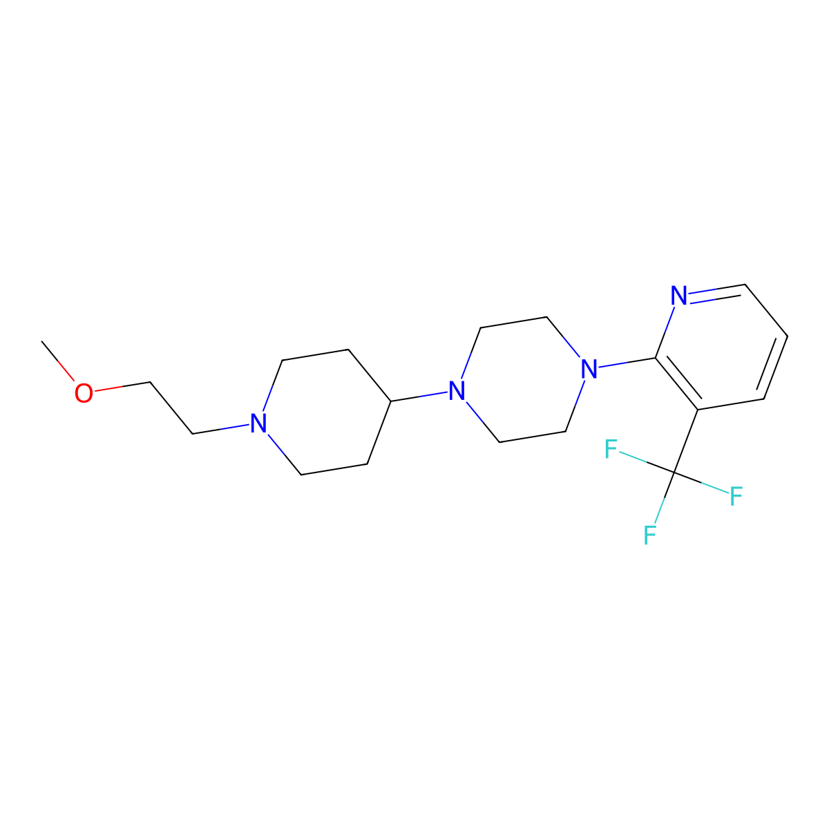 1-(1-(2-Methoxyethyl)piperidin-4-yl)-4-(3-(trifluoromethyl)pyridin-2-yl)piperazine molecular structure, CAS 2034494-25-0