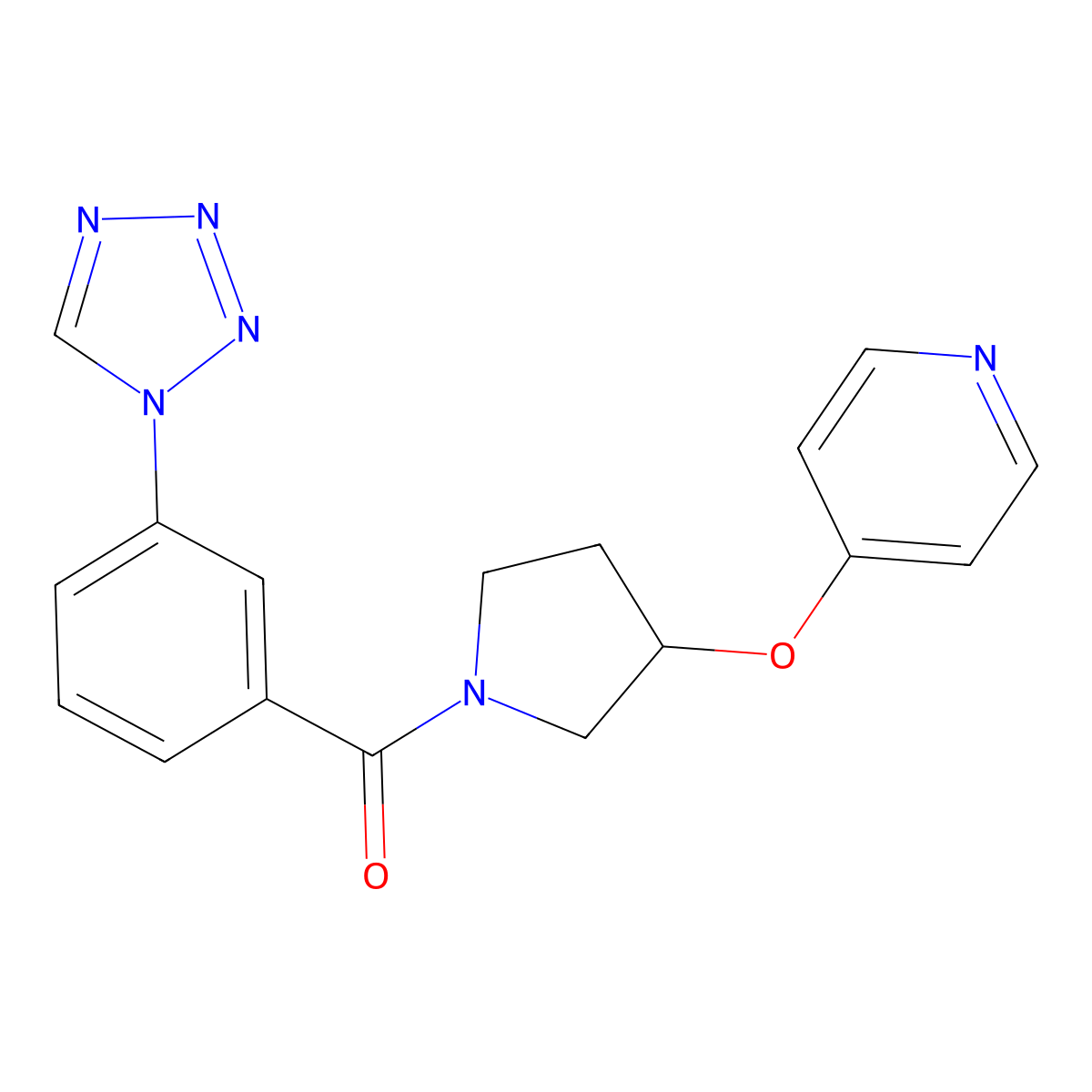 (3-(1H-tetrazol-1-yl)phenyl)(3-(pyridin-4-yloxy)pyrrolidin-1-yl)methanone molecular structure, CAS 2034494-27-2