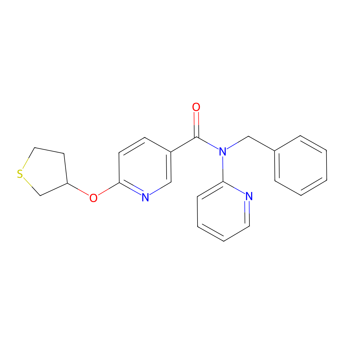 N-benzyl-N-(pyridin-2-yl)-6-((tetrahydrothiophen-3-yl)oxy)nicotinamide molecular structure, CAS 2034494-50-1