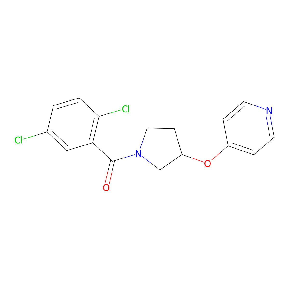 (2,5-Dichlorophenyl)(3-(pyridin-4-yloxy)pyrrolidin-1-yl)methanone molecular structure, CAS 2034494-52-3