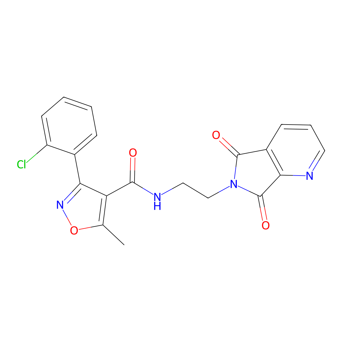 3-(2-chlorophenyl)-N-(2-(5,7-dioxo-5H-pyrrolo[3,4-b]pyridin-6(7H)-yl)ethyl)-5-methylisoxazole-4-carboxamide molecular structure, CAS 2034494-53-4