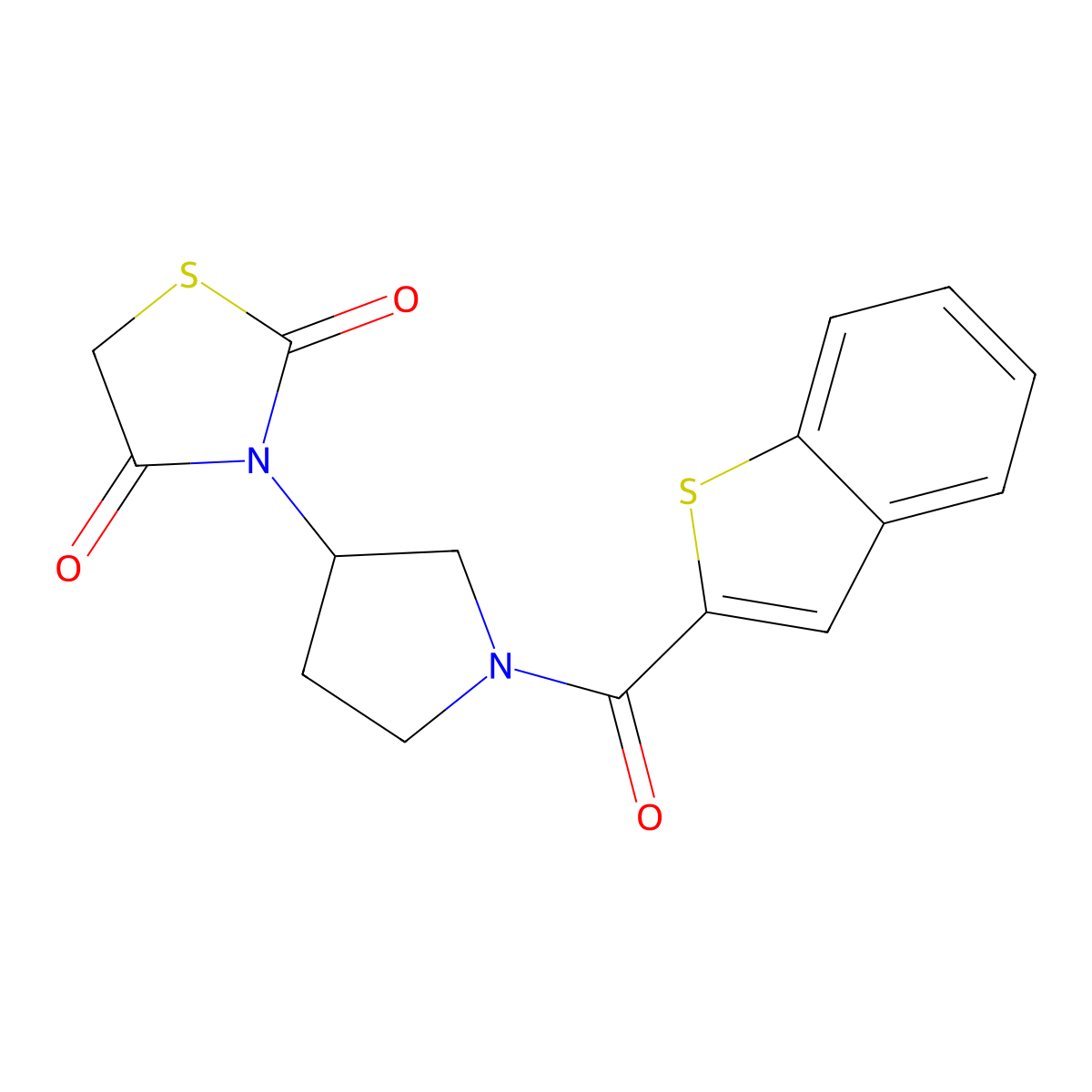 3-(1-(Benzo[b]thiophene-2-carbonyl)pyrrolidin-3-yl)thiazolidine-2,4-dione molecular structure, CAS 2034494-54-5