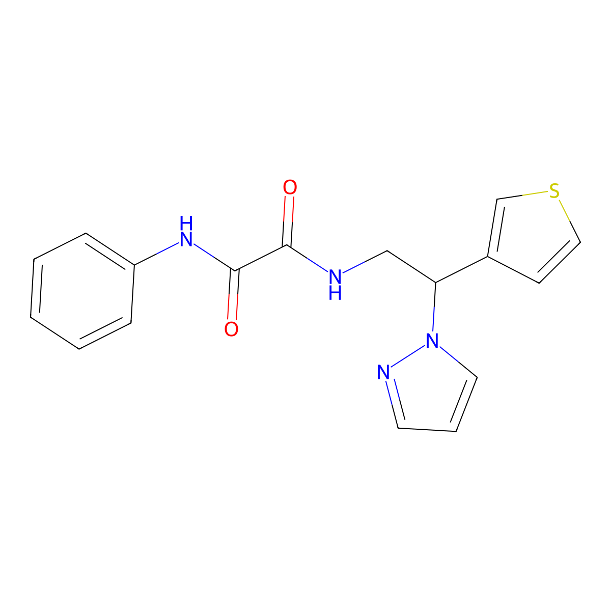 N'-phenyl-N-[2-(1H-pyrazol-1-yl)-2-(thiophen-3-yl)ethyl]ethanediamide molecular structure, CAS 2034494-55-6