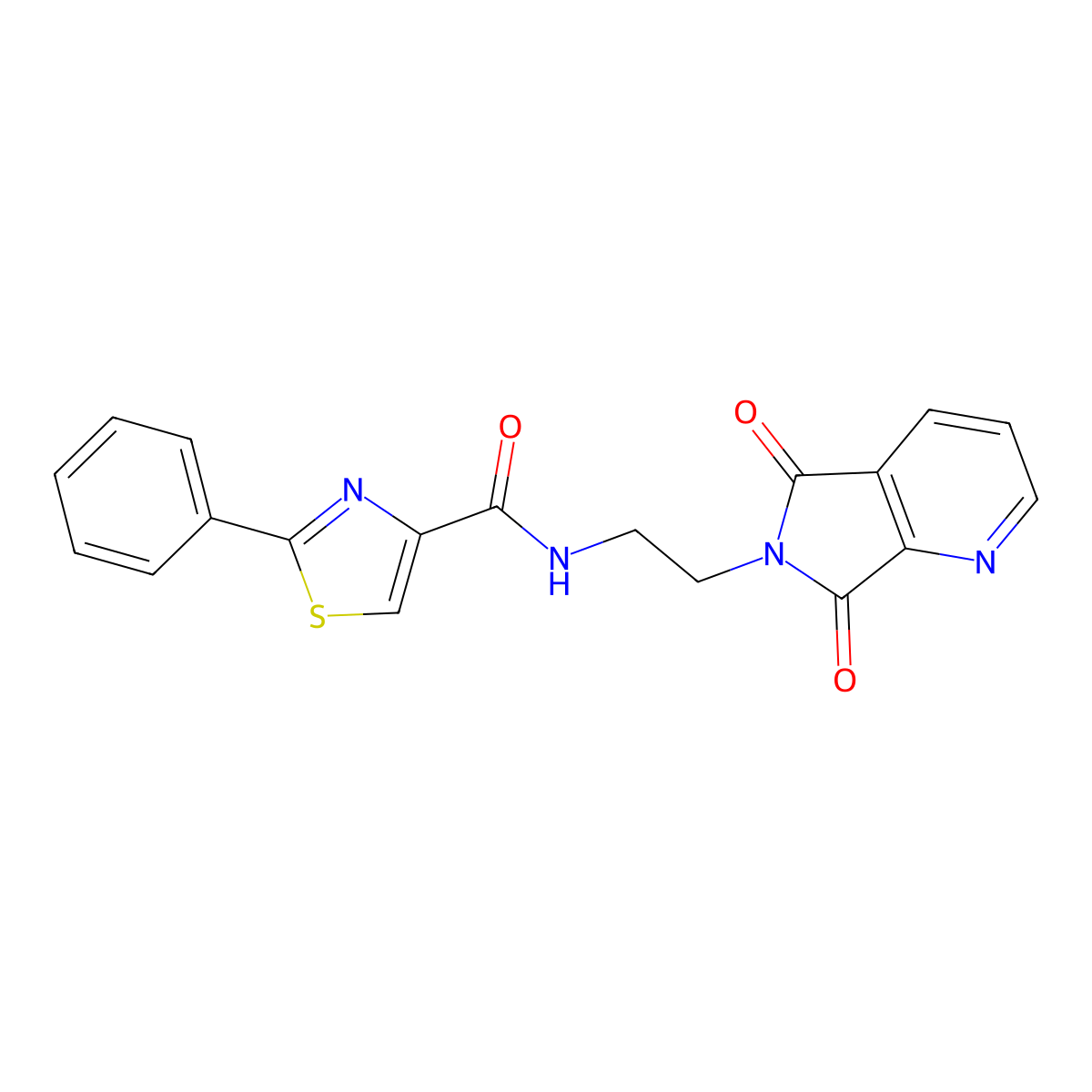N-(2-(5,7-dioxo-5H-pyrrolo[3,4-b]pyridin-6(7H)-yl)ethyl)-2-phenylthiazole-4-carboxamide molecular structure, CAS 2034494-58-9