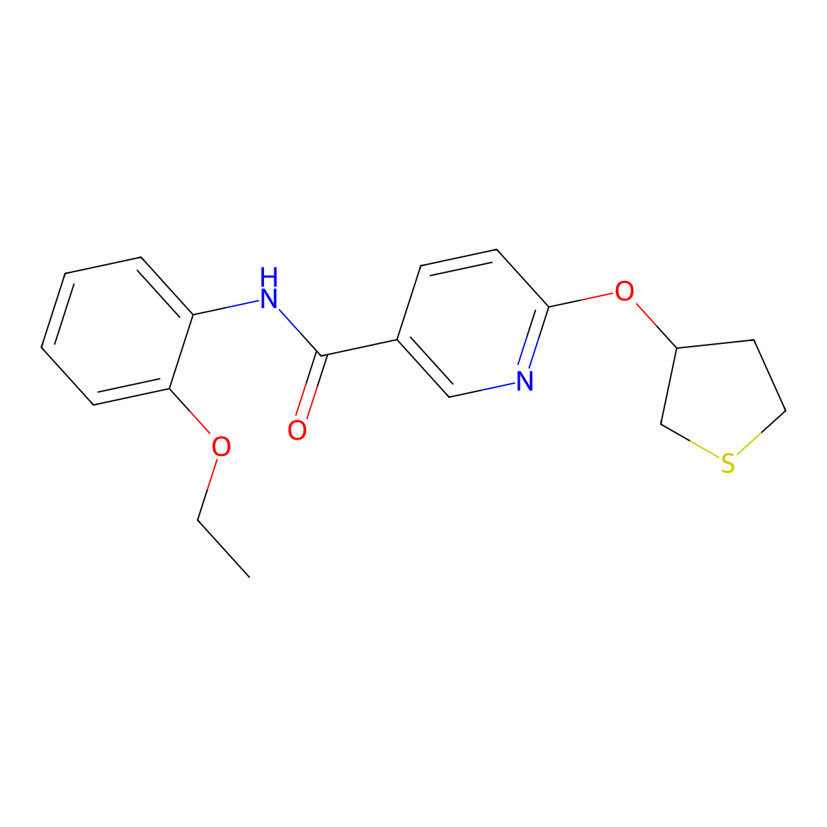 N-(2-ethoxyphenyl)-6-((tetrahydrothiophen-3-yl)oxy)nicotinamide molecular structure, CAS 2034494-59-0