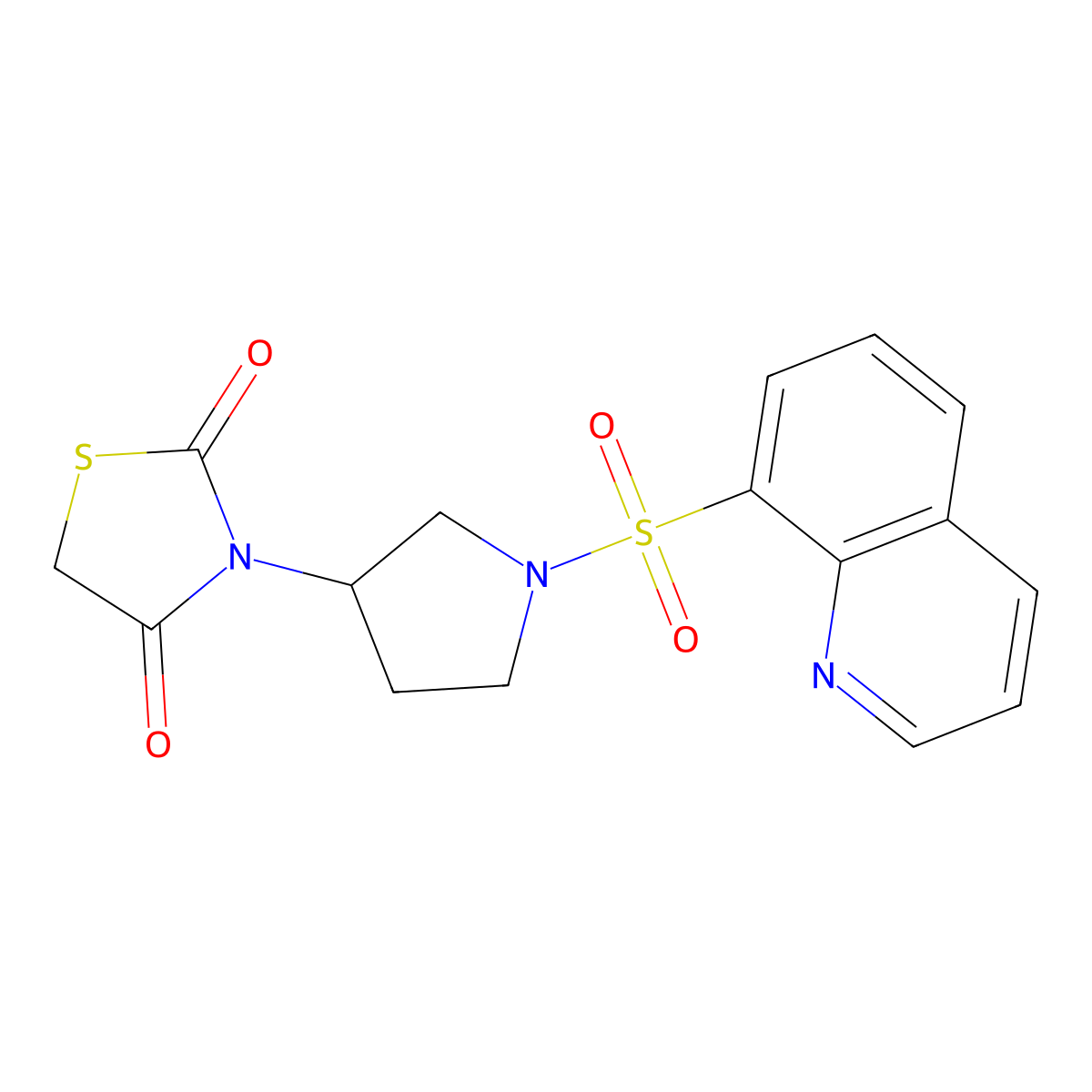 3-(1-(Quinolin-8-ylsulfonyl)pyrrolidin-3-yl)thiazolidine-2,4-dione molecular structure, CAS 2034494-62-5