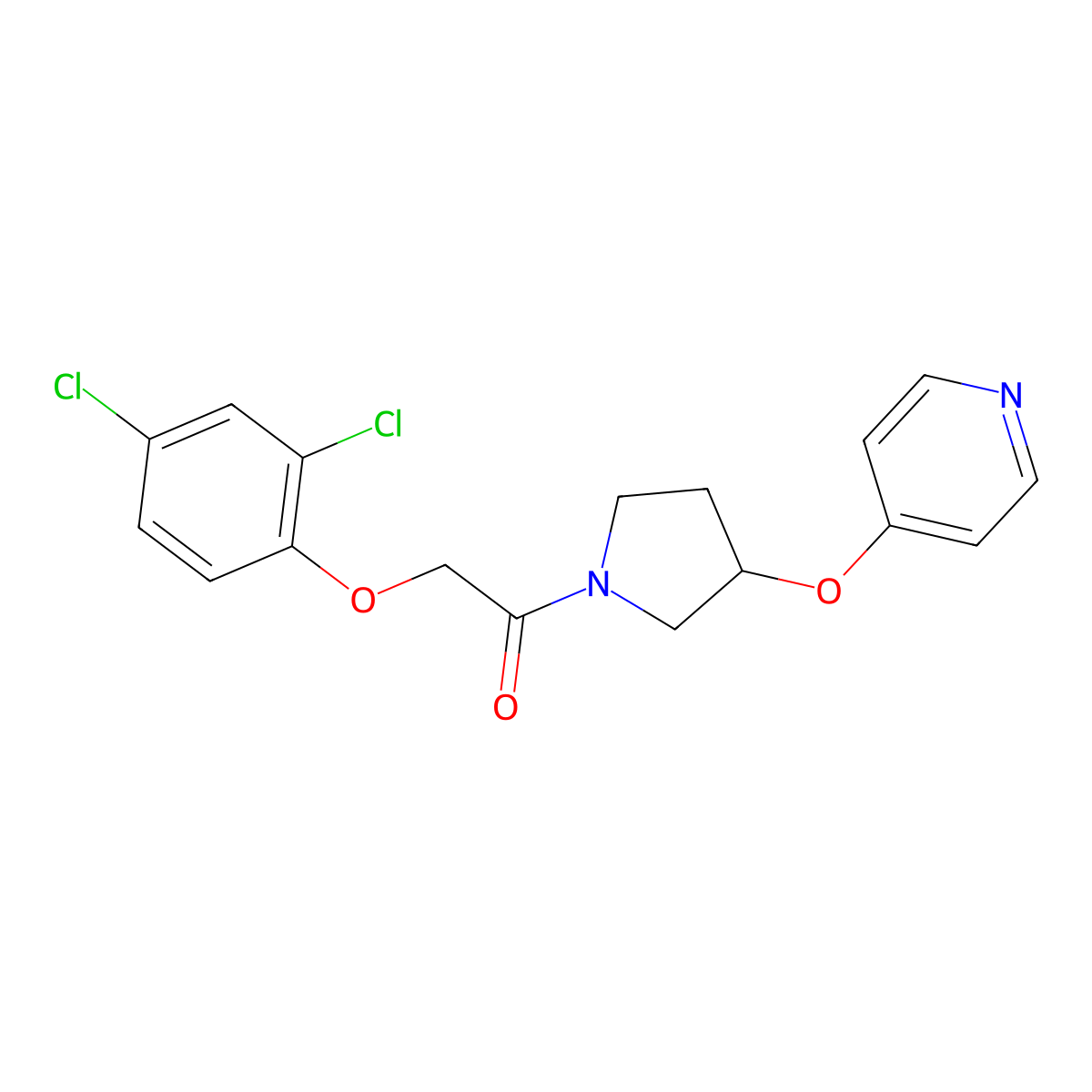 2-(2,4-Dichlorophenoxy)-1-(3-(pyridin-4-yloxy)pyrrolidin-1-yl)ethanone molecular structure, CAS 2034494-64-7