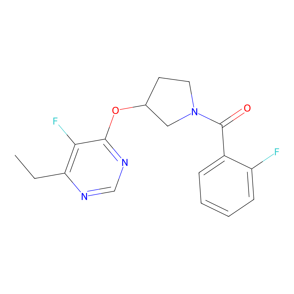 (3-((6-Ethyl-5-fluoropyrimidin-4-yl)oxy)pyrrolidin-1-yl)(2-fluorophenyl)methanone molecular structure, CAS 2034494-65-8
