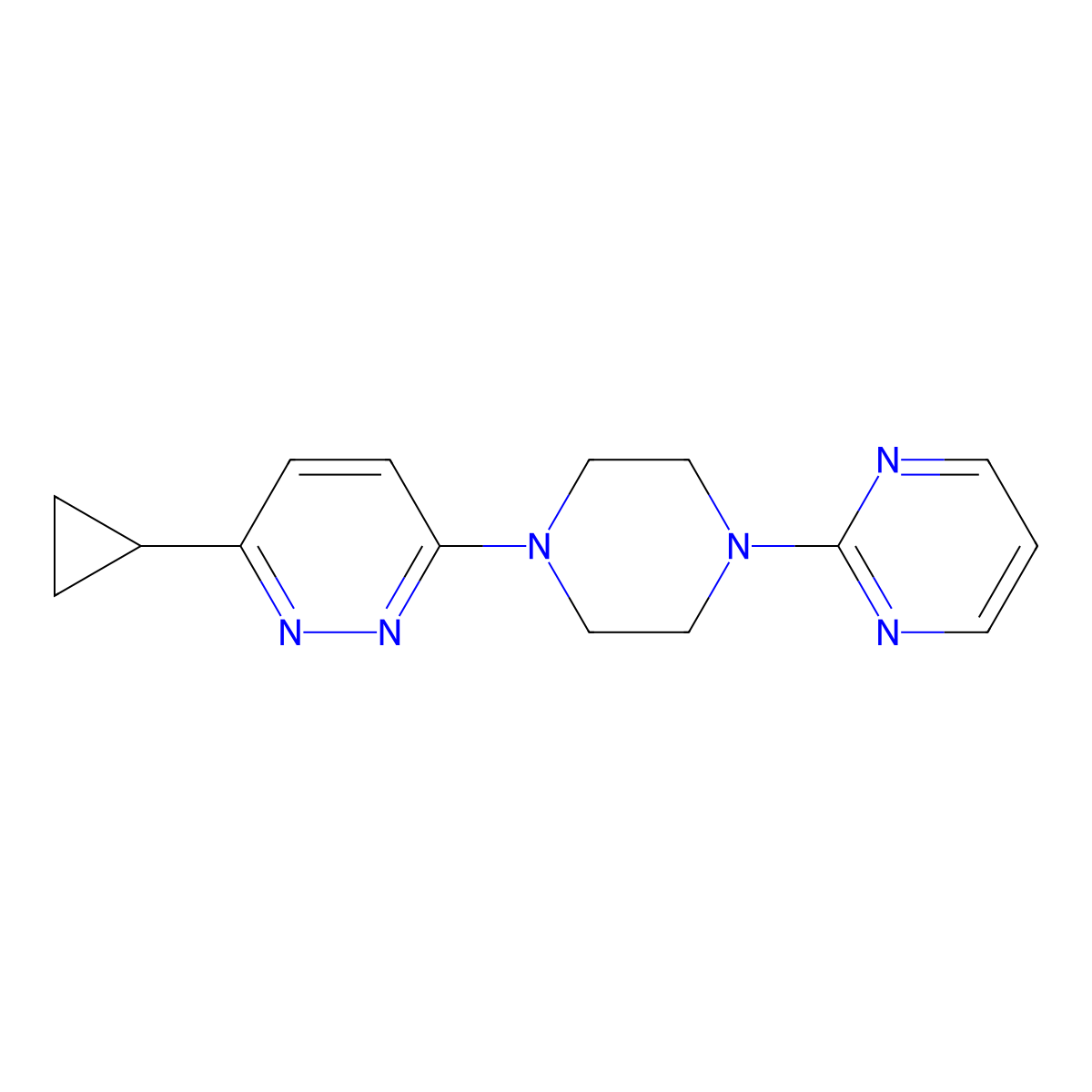 3-Cyclopropyl-6-[4-(pyrimidin-2-yl)piperazin-1-yl]pyridazine molecular structure, CAS 2034494-66-9