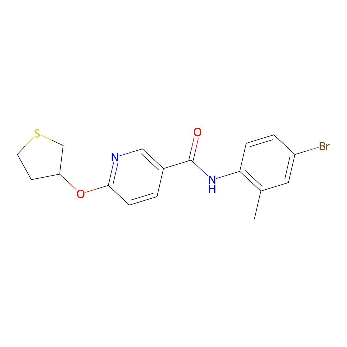 N-(4-bromo-2-methylphenyl)-6-((tetrahydrothiophen-3-yl)oxy)nicotinamide molecular structure, CAS 2034494-69-2