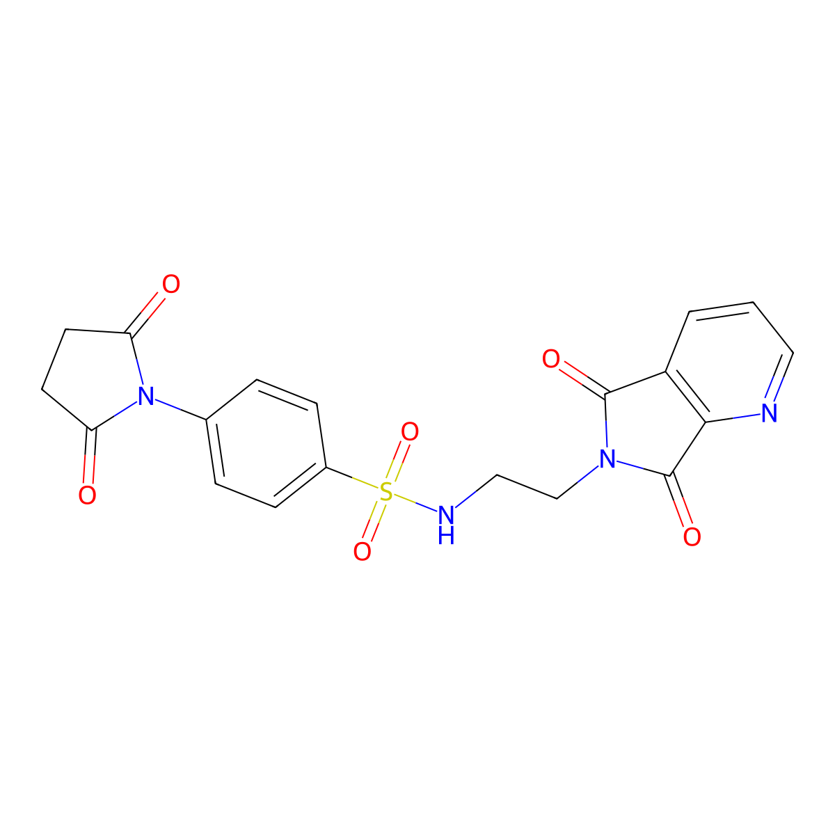 N-(2-(5,7-dioxo-5H-pyrrolo[3,4-b]pyridin-6(7H)-yl)ethyl)-4-(2,5-dioxopyrrolidin-1-yl)benzenesulfonamide molecular structure, CAS 2034494-73-8