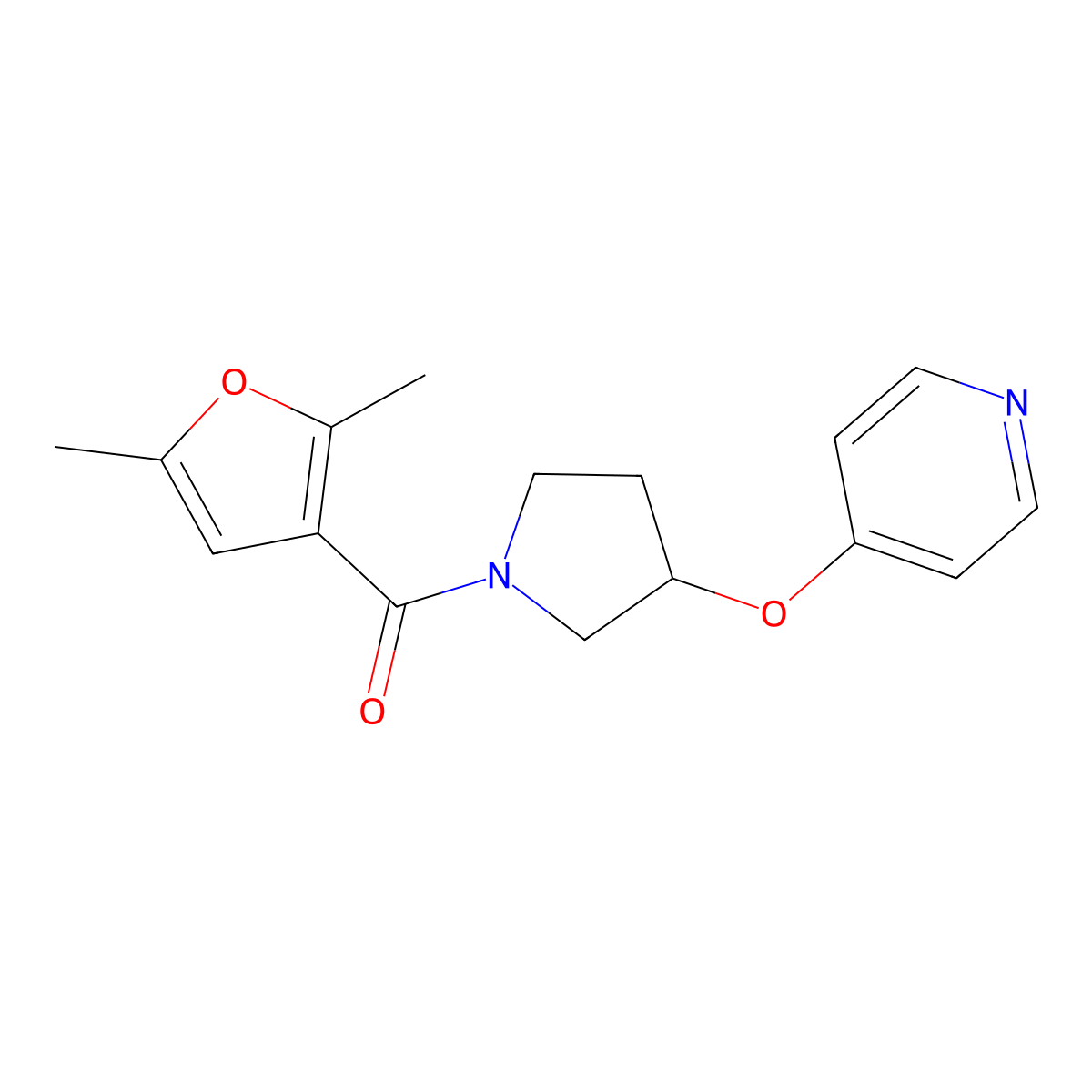 (2,5-Dimethylfuran-3-yl)(3-(pyridin-4-yloxy)pyrrolidin-1-yl)methanone molecular structure, CAS 2034494-77-2