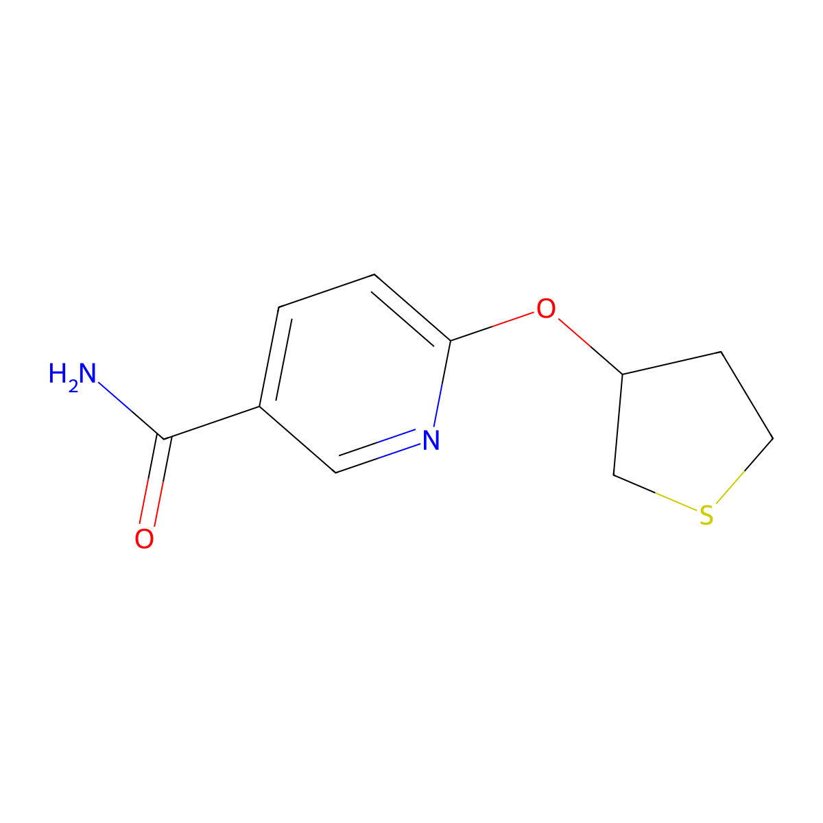 6-((Tetrahydrothiophen-3-yl)oxy)nicotinamide molecular structure, CAS 2034494-78-3