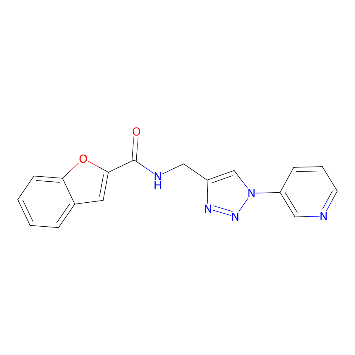 N-((1-(pyridin-3-yl)-1H-1,2,3-triazol-4-yl)methyl)benzofuran-2-carboxamide molecular structure, CAS 2034494-80-7