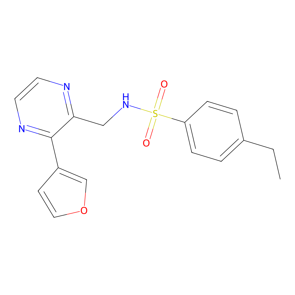 4-ethyl-N-((3-(furan-3-yl)pyrazin-2-yl)methyl)benzenesulfonamide molecular structure, CAS 2034494-82-9