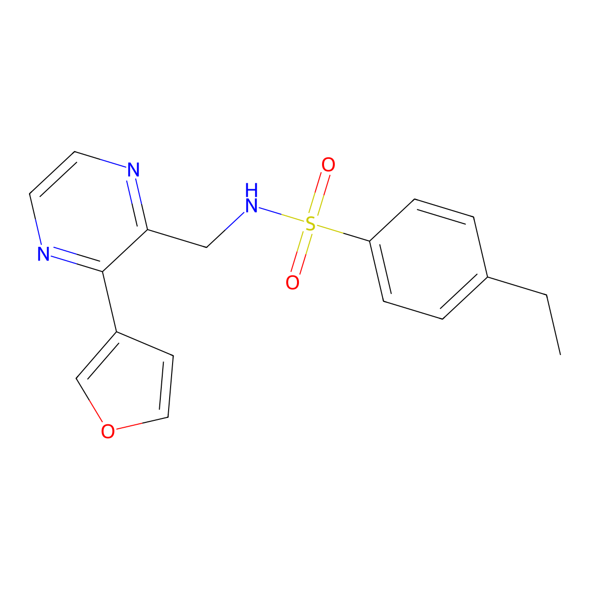 4-ethyl-N-((3-(furan-3-yl)pyrazin-2-yl)methyl)benzenesulfonamide molecular structure, CAS 2034494-82-9