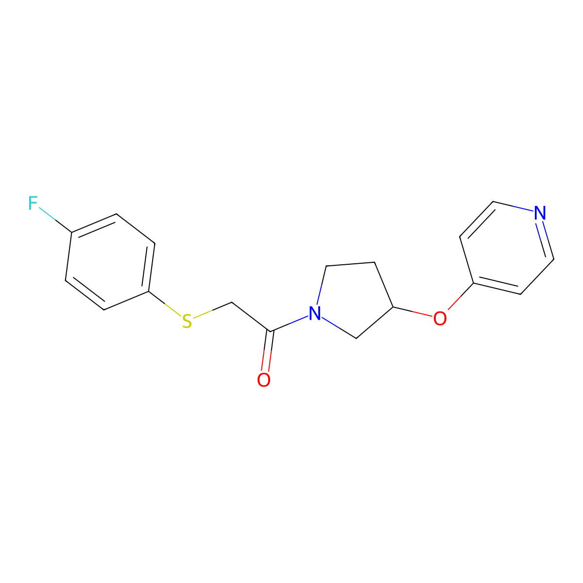 2-((4-Fluorophenyl)thio)-1-(3-(pyridin-4-yloxy)pyrrolidin-1-yl)ethanone molecular structure, CAS 2034494-85-2