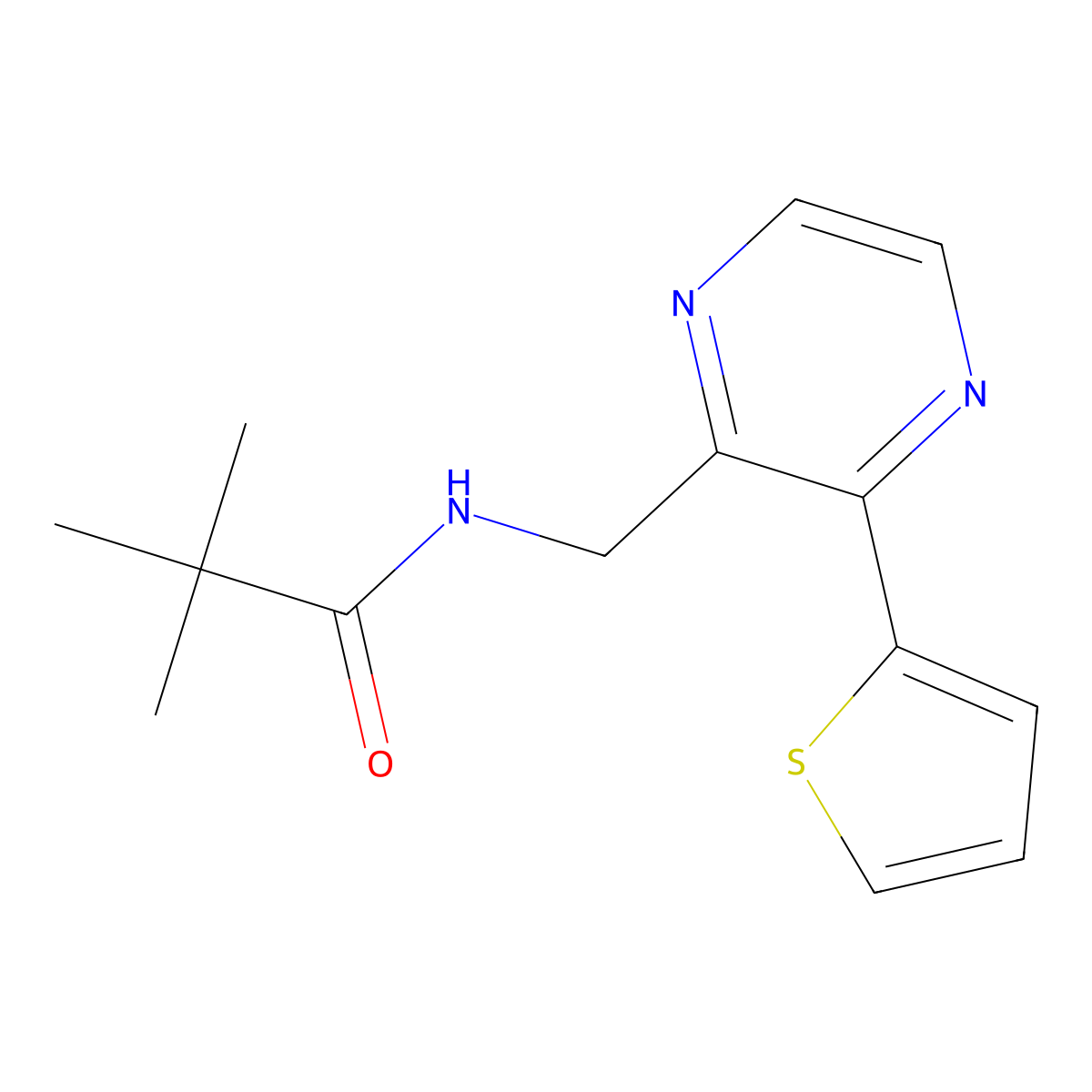 N-((3-(thiophen-2-yl)pyrazin-2-yl)methyl)pivalamide molecular structure, CAS 2034494-94-3