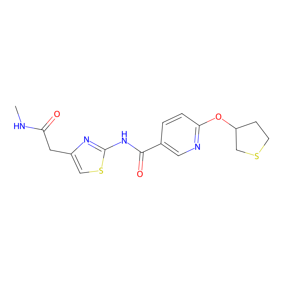 N-(4-(2-(methylamino)-2-oxoethyl)thiazol-2-yl)-6-((tetrahydrothiophen-3-yl)oxy)nicotinamide molecular structure, CAS 2034494-95-4