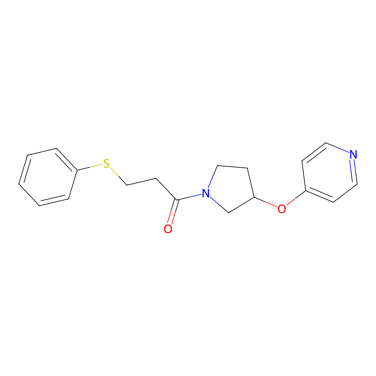3-(Phenylthio)-1-(3-(pyridin-4-yloxy)pyrrolidin-1-yl)propan-1-one molecular structure, CAS 2034494-98-7
