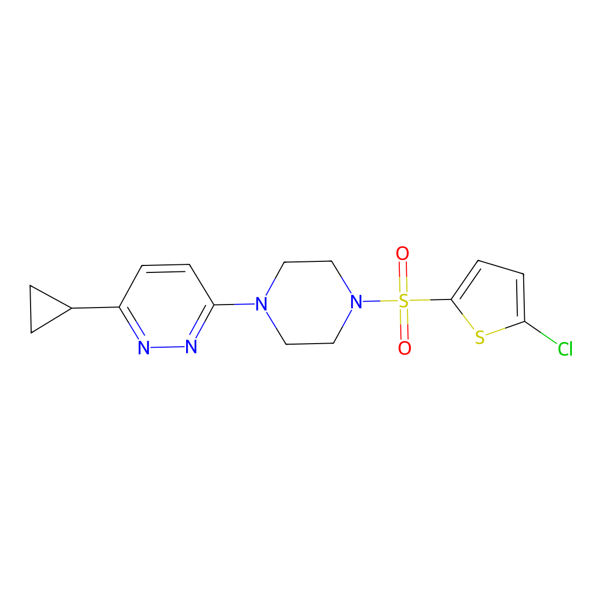 3-{4-[(5-Chlorothiophen-2-yl)sulfonyl]piperazin-1-yl}-6-cyclopropylpyridazine molecular structure, CAS 2034495-03-7