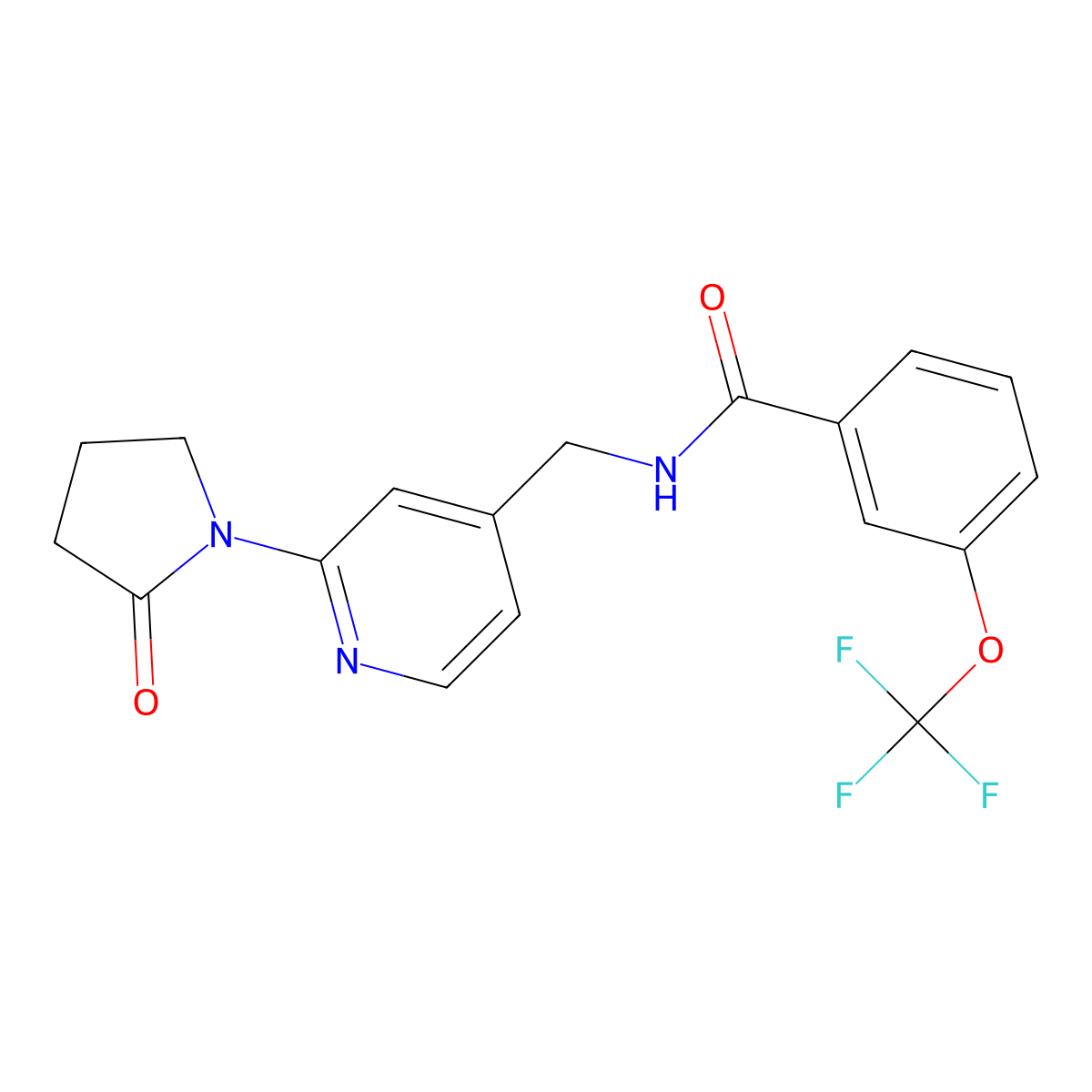 N-{[2-(2-oxopyrrolidin-1-yl)pyridin-4-yl]methyl}-3-(trifluoromethoxy)benzamide molecular structure, CAS 2034495-07-1