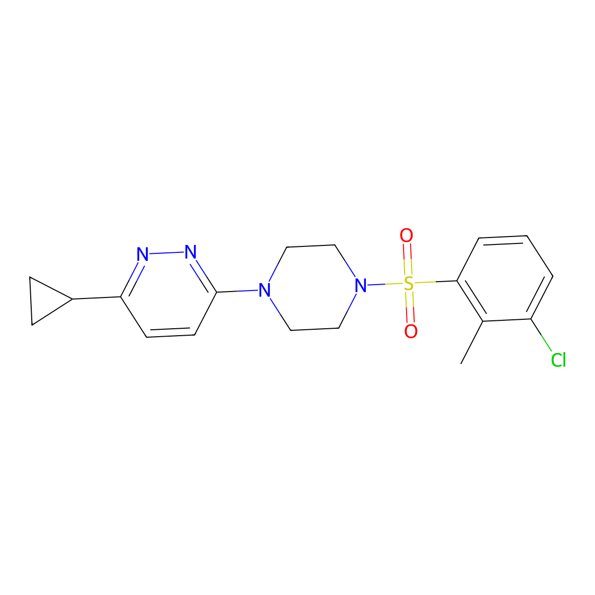 3-(4-((3-Chloro-2-methylphenyl)sulfonyl)piperazin-1-yl)-6-cyclopropylpyridazine molecular structure, CAS 2034495-12-8