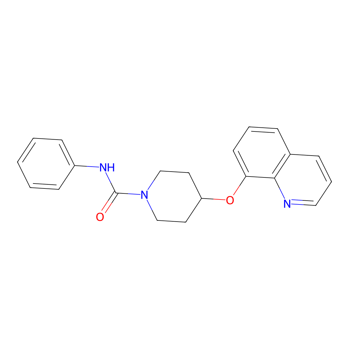 N-phenyl-4-(quinolin-8-yloxy)piperidine-1-carboxamide molecular structure, CAS 2034495-14-0