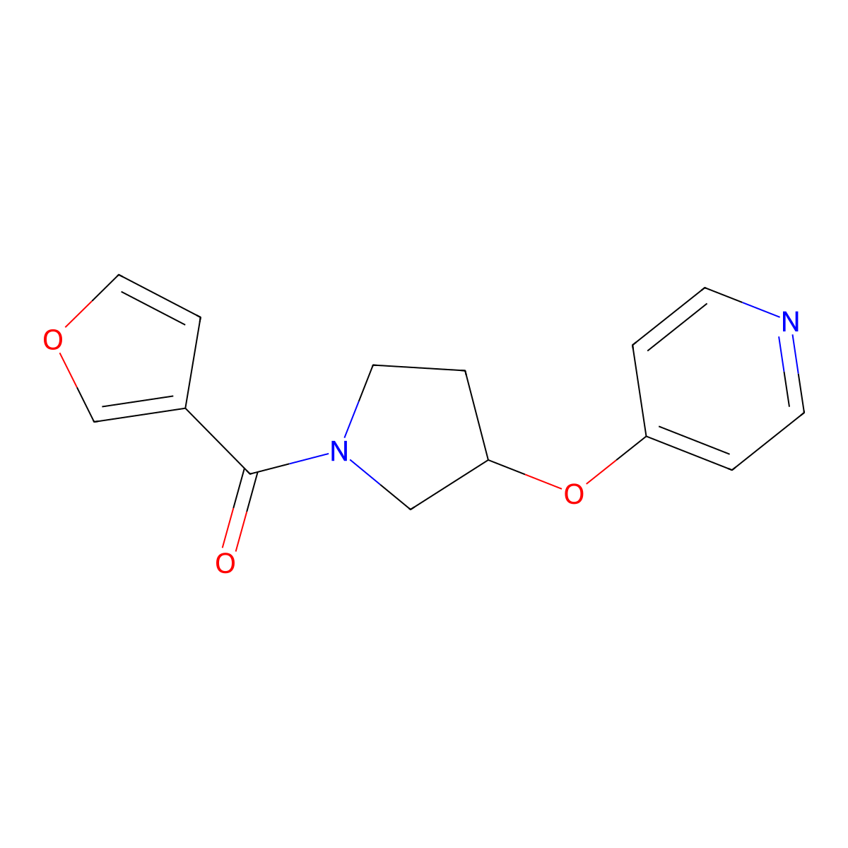 Furan-3-yl(3-(pyridin-4-yloxy)pyrrolidin-1-yl)methanone molecular structure, CAS 2034495-16-2