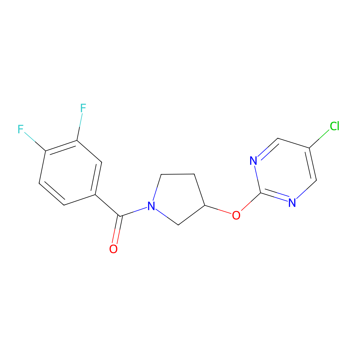 (3-((5-Chloropyrimidin-2-yl)oxy)pyrrolidin-1-yl)(3,4-difluorophenyl)methanone molecular structure, CAS 2034495-17-3