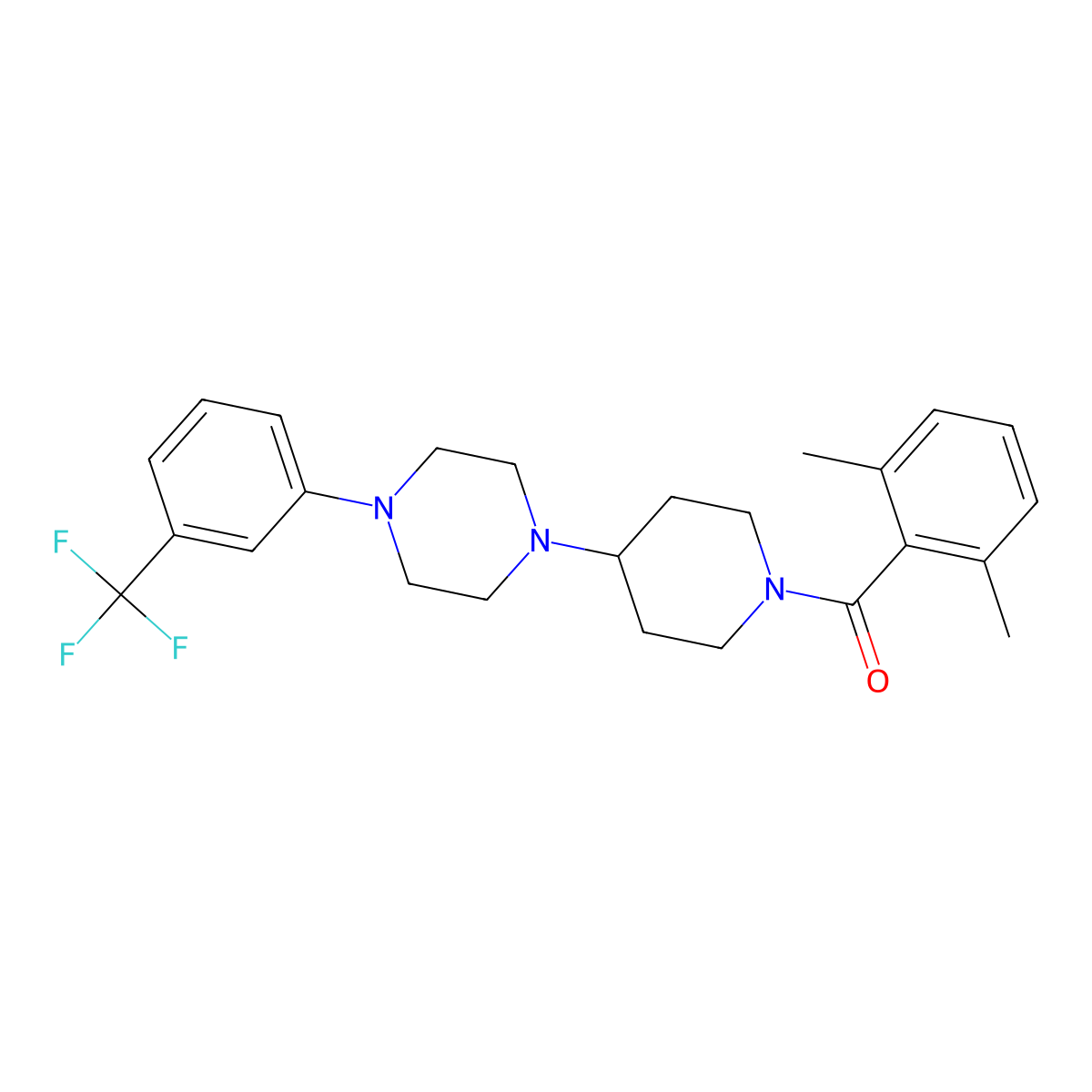 (2,6-Dimethylphenyl)(4-(4-(3-(trifluoromethyl)phenyl)piperazin-1-yl)piperidin-1-yl)methanone molecular structure, CAS 2034495-24-2