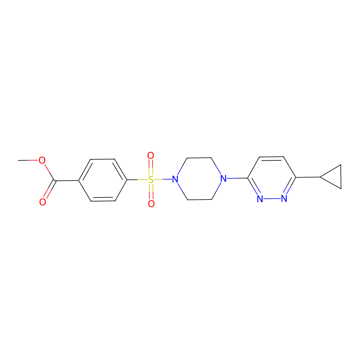 Methyl 4-{[4-(6-cyclopropylpyridazin-3-yl)piperazin-1-yl]sulfonyl}benzoate molecular structure, CAS 2034495-25-3
