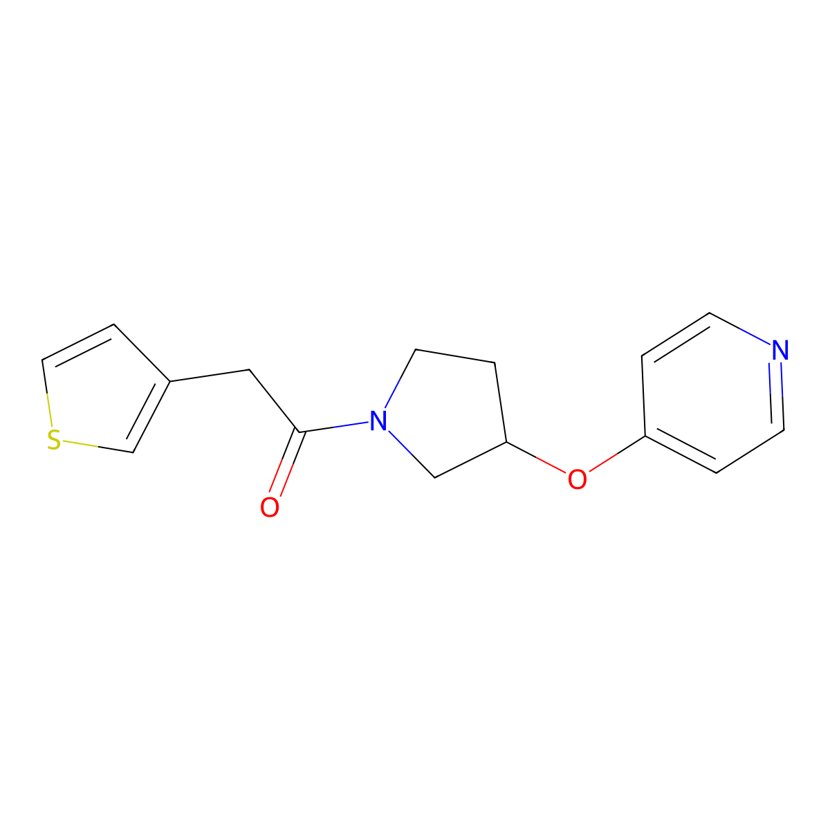 1-(3-(Pyridin-4-yloxy)pyrrolidin-1-yl)-2-(thiophen-3-yl)ethanone molecular structure, CAS 2034495-27-5