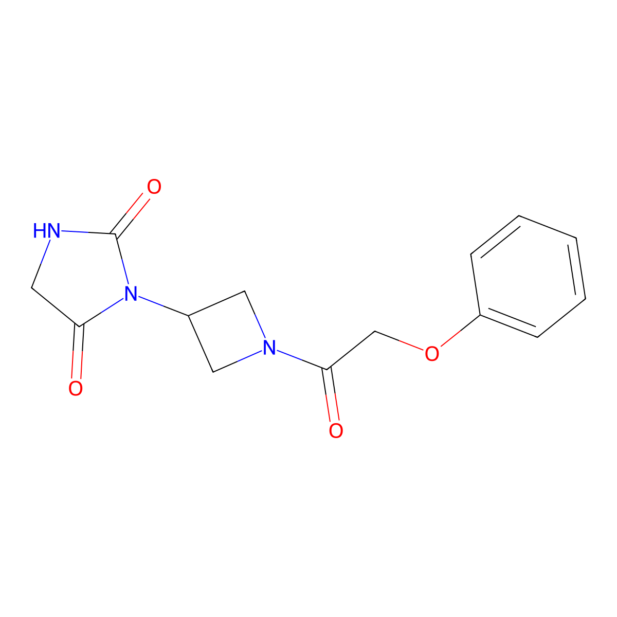 3-[1-(2-Phenoxyacetyl)azetidin-3-yl]imidazolidine-2,4-dione molecular structure, CAS 2034495-29-7