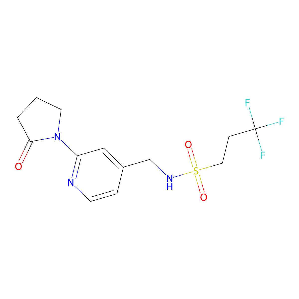 3,3,3-trifluoro-N-{[2-(2-oxopyrrolidin-1-yl)pyridin-4-yl]methyl}propane-1-sulfonamide molecular structure, CAS 2034495-33-3